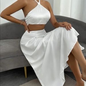 ‼️SOLD ‼️Two piece set white satin
